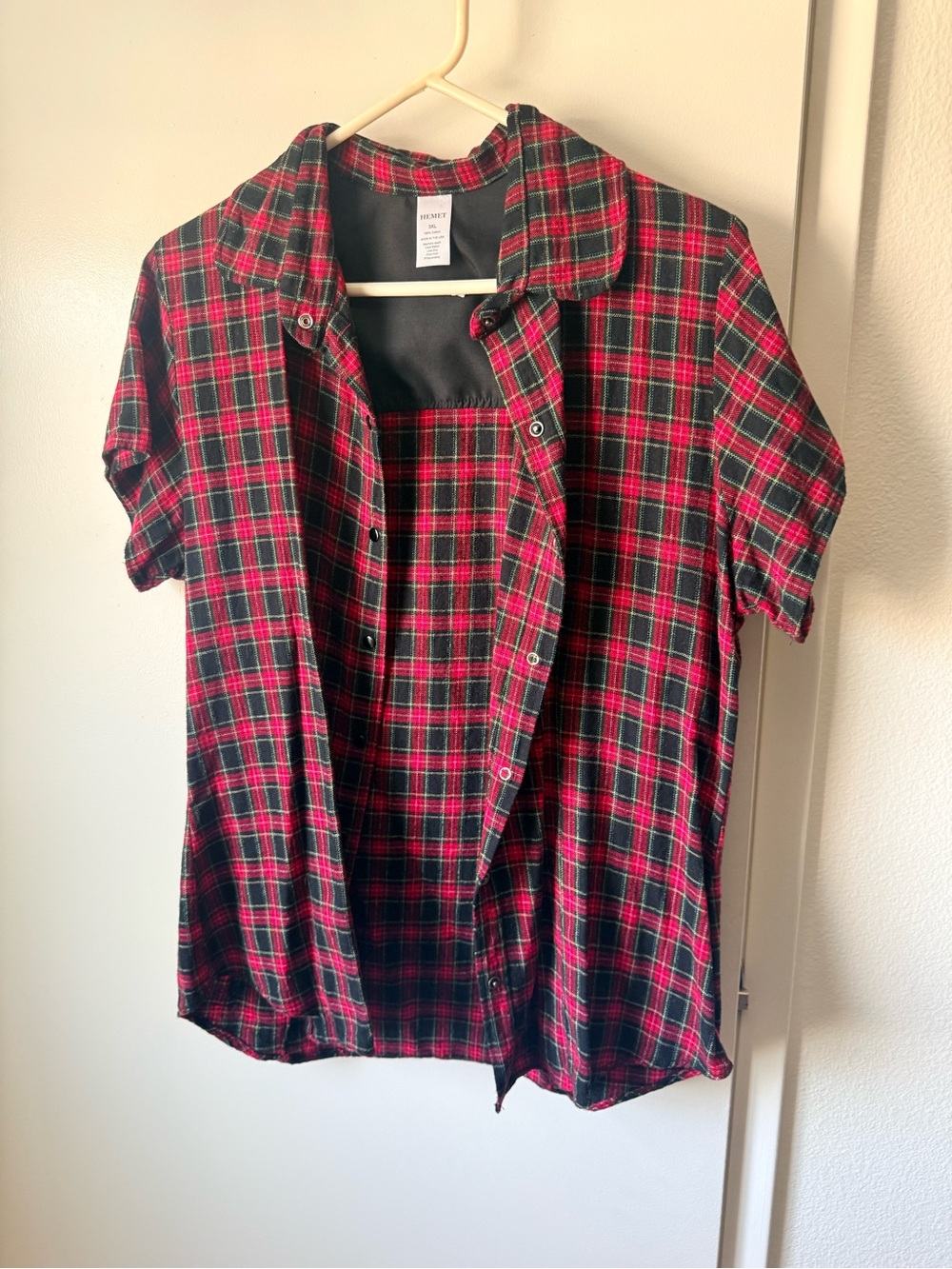 HEMET Red and Black Plaid Cotton Shirt - 3XL